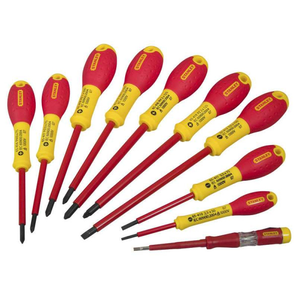 A set of 10 electrician's screwdrivers in a FATMAX VDE 1000V case (0-62-573)