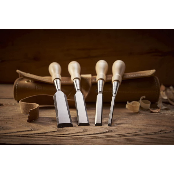 A set of 4 chisels with a wooden handle 6-12-18-25mm in a cover SWEET HEART (1-16-791)
